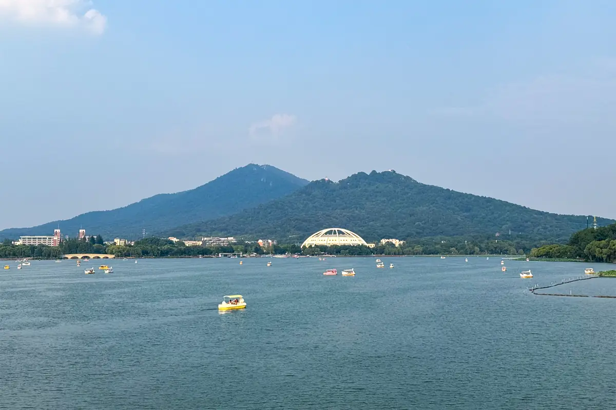 Xuanwu Lake with Purple Mountain behind it